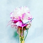 ピンクの芍薬のコサージュ